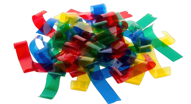 Colorful Plastic Ribbon Abstract Composition.