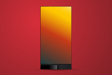 A Techonology Digital Signage LED Mock up Ddisplay Vector Design Used For Presentation the Data. A Gradient LED Screen on red background illustration