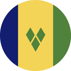Saint Vincent and the Grenadines circle flag. National round flag of Saint Vincent and the Grenadines. Flag flat icon.