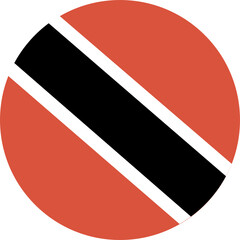 Trinidad and Tobago circle flag. Official colors. Round National Trinidad and Tobago flag icon. Flag button, badge, background.