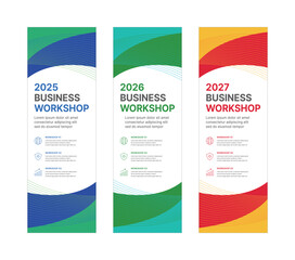 Modern business banner templates with abstract geometric patterns. Perfect for workshops, events, conferences, presentations, or branding projects, combining style and professionalism.