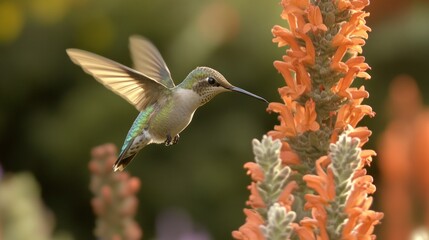 Hummingbird feeding on a flower (1)