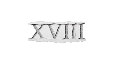 Torn Paper with Roman Numeral XVIII Isolated.
