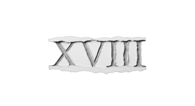 Torn Paper with Roman Numeral XVIII Isolated.