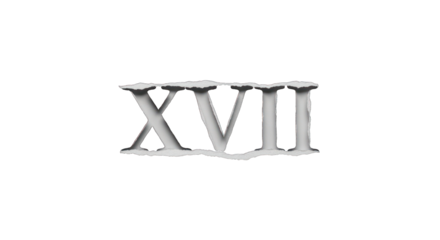 Torn Paper with Roman Numeral XVII in Gray Tones.