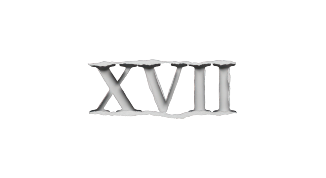 Torn Paper with Roman Numeral XVII in Gray Tones.