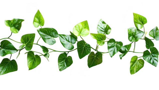 A arrangement of green ivy leaves gracefully cascading across a white background. the beauty of nature. ideal for use in design. decor. or botanical themes