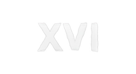 XVI Roman Numerals in White Sketch Style.