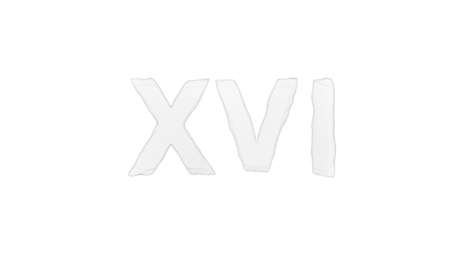 XVI Roman Numerals in White Sketch Style.