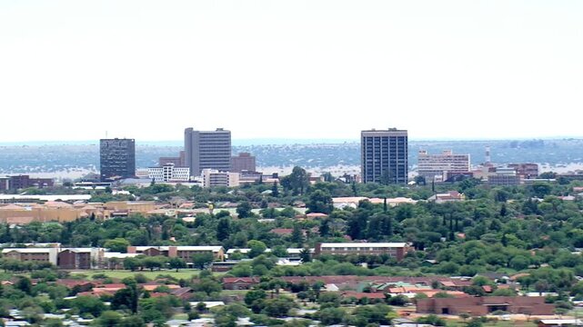 An aerial view of the cityscape of bloemfontein, south africa on a sunny day