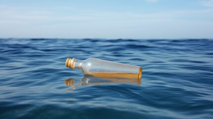 Empty bottle adrift at sea