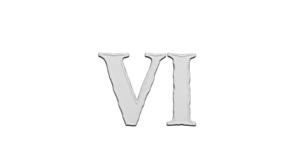 Roman Numeral Six Isolated Illustration.