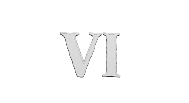 Roman Numeral Six Isolated Illustration.