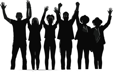 Five Figures Raising HandsFive Figures Raising Hands