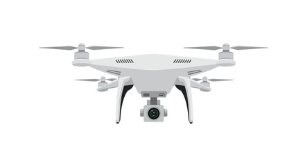 Modern White Drone with Camera for Aerial Photography and Videography.