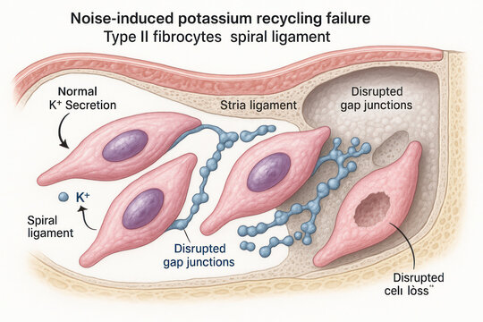 Noise-induced potassium recycling failure illustration