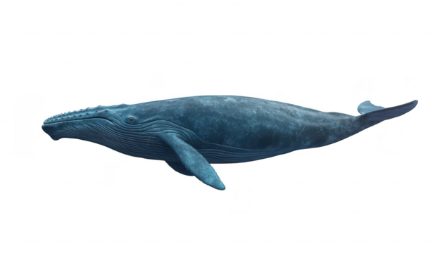A majestic blue whale gracefully swimming through the deep ocean waters. its massive size and intricate details. with sunlight filtering through the surface. creating an enchanting underwater scene