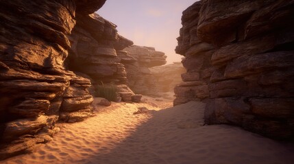 Geological feature of sandstone strata in canyon showing natural history and rock texture