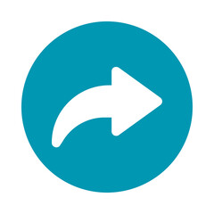 White arrow icon on a blue circular background