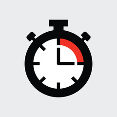 A unique icon of a stopwatch or clock with digital segments vector art illustration
