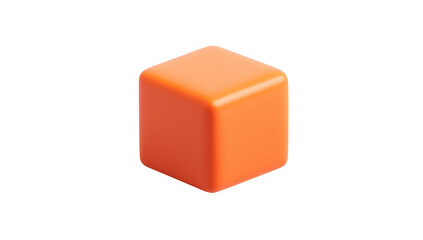 Obraz premium A smooth. orange cube positioned centrally against a clean white background. ideal for simplicity and modern design in product photography