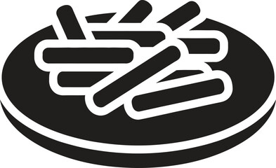 Stylized icon of french fries on a plate