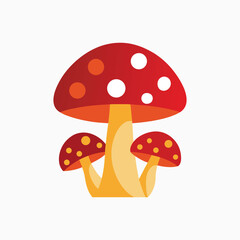 Poisonous mushrooms colorful vector art illustration