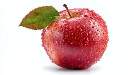 Fresh red apple with water drops