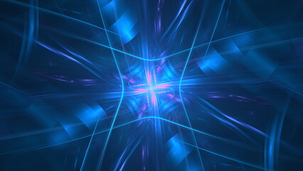 vivid blue abstract scene features glowing lines and luminous patterns, creating a mesmerizing effect that showcases creativity. Ideal for artistic projects and digital designs. 3d render