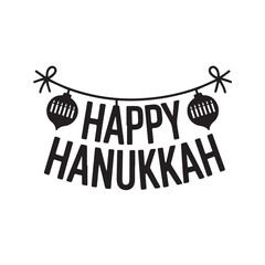 Happy hanukkah banner with decorative elements isolated on white background technology background