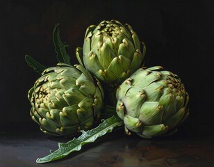 Obraz premium A Still Life Celebration of Fresh Green Artichokes