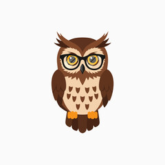 Obraz premium Wise Owl With Glasses Smart Bird Knowledge Symbol Wisdom Intelligence Education Study