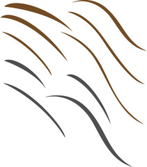 Abstract vector illustration of flowing curved lines in brown and gray, resembling hair strands or gentle waves on a white background.