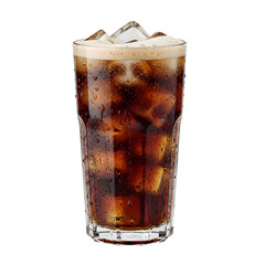 Tall Glass of Cold Cola with Ice Cubes and Condensation soda drink