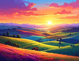 Colorful vibrant landscape sunset (1)