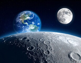 Obraz premium Earth and Moon in Space