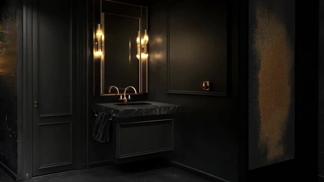 Opulent Black & Gold Bathroom Design: Luxury Interior Showcase