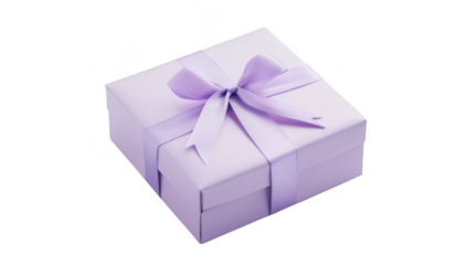A beautifully wrapped lavender gift box with a delicate bow. set against a clean. minimalist background. perfect for celebrations. birthdays. or special occasions
