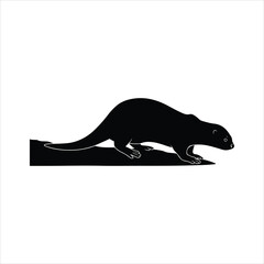 Silhouette of a beaver standing on a log ready to build a dam