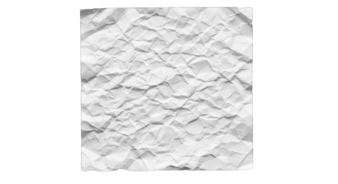 Crumpled White Paper Texture Irregular Edges Deep Creases.