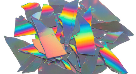 Pile of Broken CDs with Rainbow Reflection.