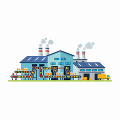 Modern industrial factory with automated conveyor belts processing fresh fruits and vegetables for distribution