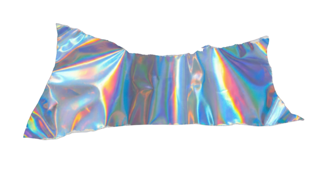 Iridescent Holographic Foil Sheet with Torn Edges.