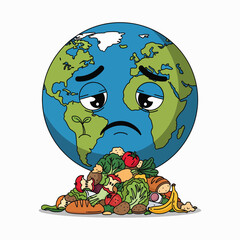 Our Sad Planet Earth Drowning in Piles of Food Waste and Environmental Concerns Affecting Global Health