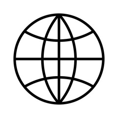 World web glob outline icon on transparent background. 