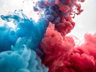 Obraz premium Abstract Blue and Red Ink Cloud Explosion Creating a Mesmerizing and Dynamic Visual Effect