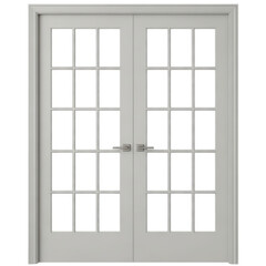 Classic french doors with panes isolated on transparent background
