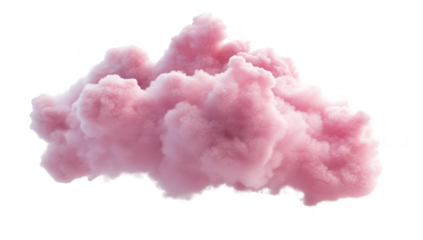A fluffy pink cloud floats gracefully against a bright white background. creating a whimsical and dreamy atmosphere. ideal for creative projects or imaginative themes