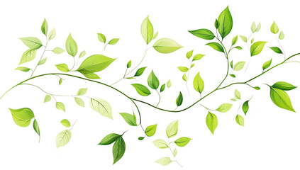 Obraz premium A and intricate illustration of various green leaves and vines gracefully intertwining against a clean white background. ideal for nature-themed designs or eco-friendly projects