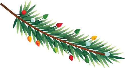 Festive Christmas Tree Branch Decorated